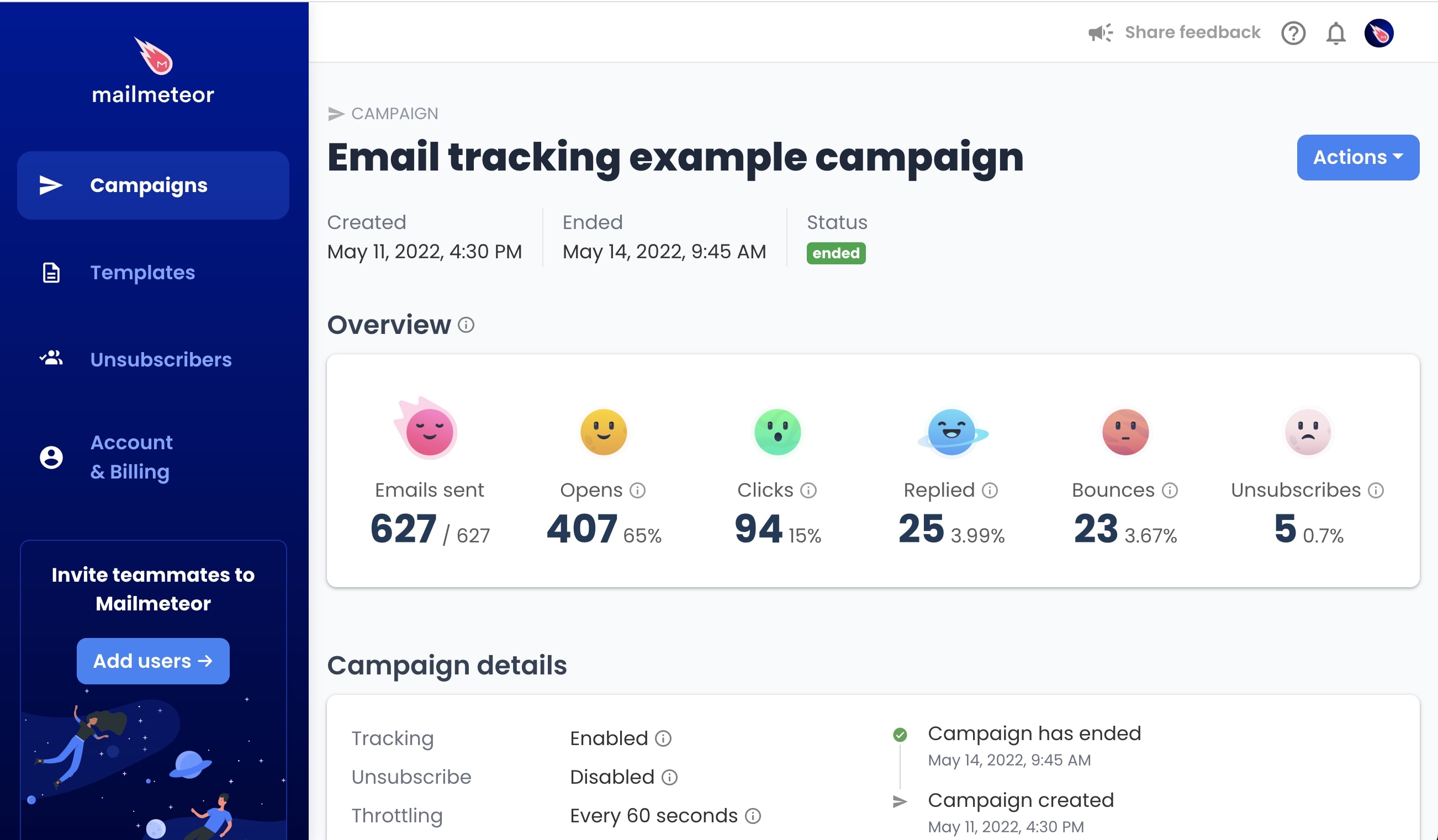 Real time email tracking report