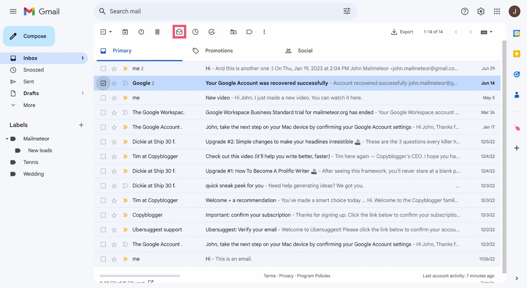 Mark email as read in Gmail