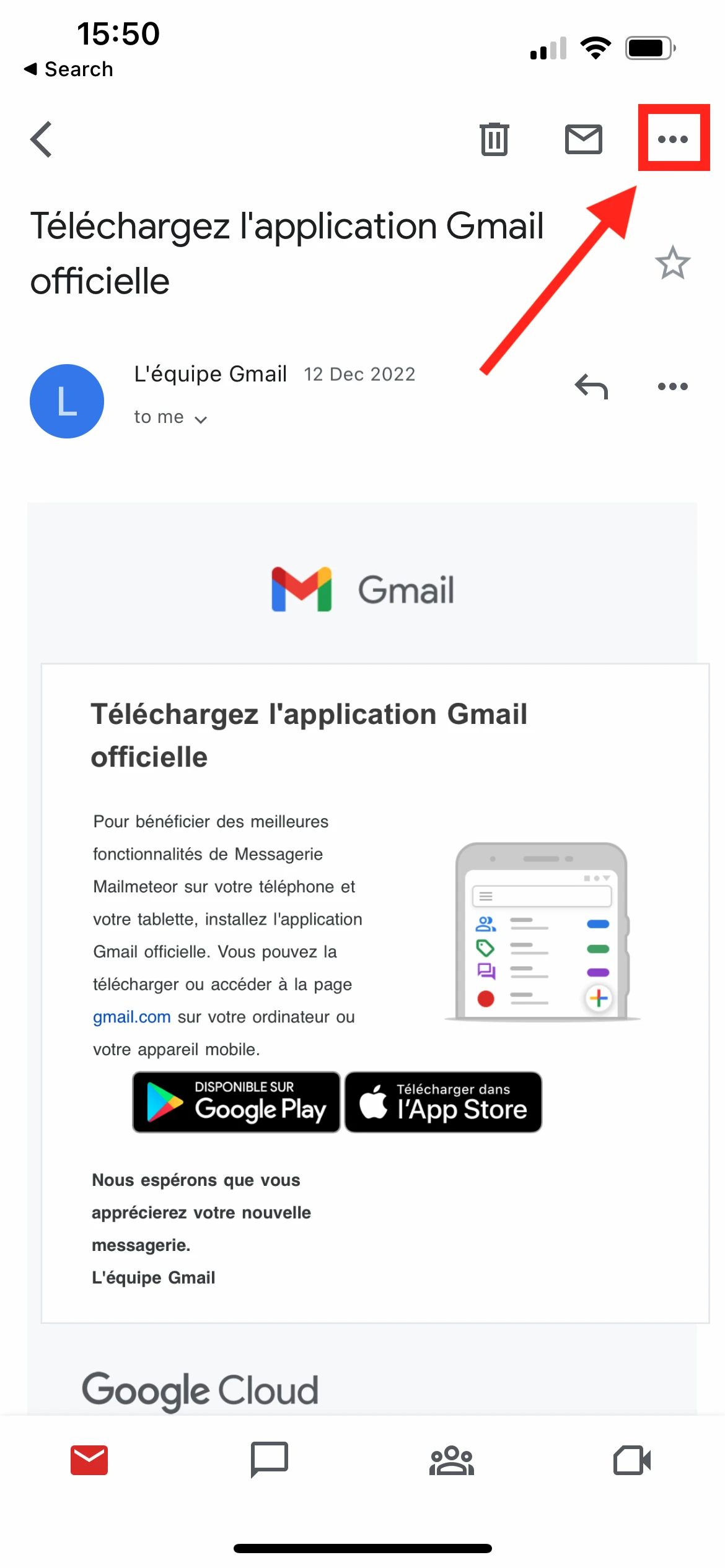 Gmail's settings on iOS