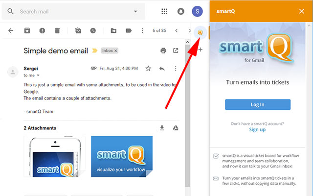 Screenshot of smartQ for Gmail