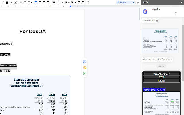 Screenshot of DocQA