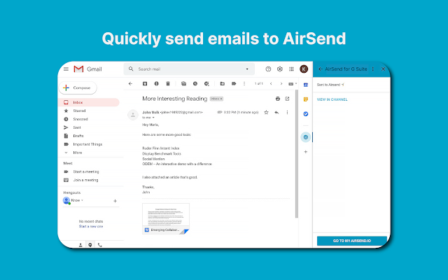 Screenshot of AirSend for G Suite