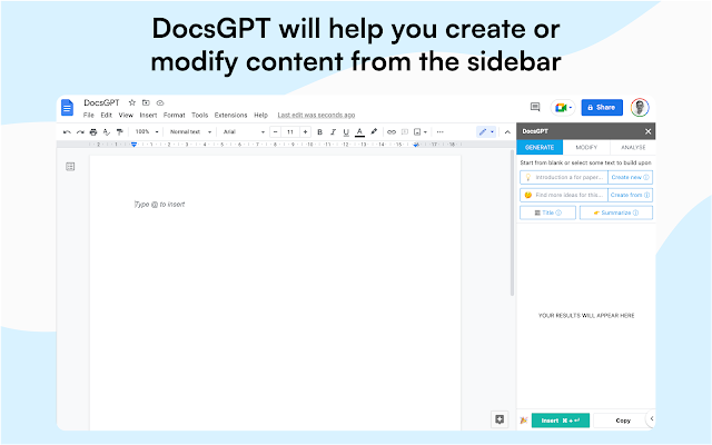 Screenshot of DocsGPT for Google Docs™